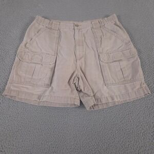 Savane Shorts Mens 36 British Khaki Cargo Cotton Elastic Waist Utility Pockets